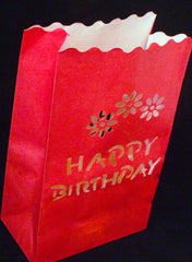 100 Pack Red Happy Birthday Luminary Paper Candle Tea Light Lantern Bags Garden Anniversary Birthday Night Decorations Evening Party