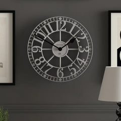 Newgate Warehouse Wall Clock-Clockwork Grey