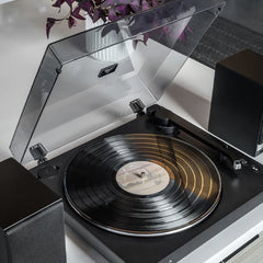 Victrola Automatic Turntable + Victrola Tempo Bookshelf Speakers Bundle - Black