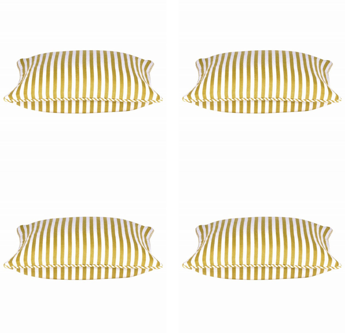Pack of 4 Dandi Mustard Yellow & White Striped Square Cushion Covers 40x40cm