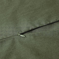 100%  Cotton Vintage Washed Bed Quilt Cover Set - Khaki Green - Queen Size