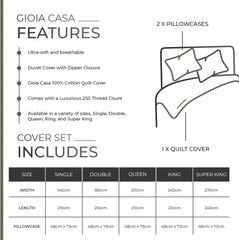 100%  Cotton Vintage Washed Bed Quilt Cover Set - Khaki Green - Queen Size