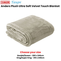 In 2 Linen 350GSM Plush Ultra Soft Velvet Touch Blanket Taupe Double/Queen