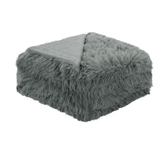Hotel Living Soft Shaggy Long Hair Blanket Queen Grey