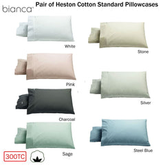 Bianca Pair of Heston Cotton Percale Standard Pillowcases Sage