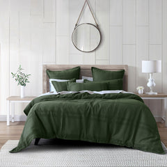 Bianca Sussex Forest Green Cotton Waffle Quilt Cover Set King