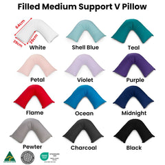 Easyrest Aus Made Medium Support Filled V Shape Pillow 64 x 39 cm Ocean