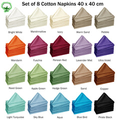Hoydu Set of 8 Cotton OR Poly Cotton Napkins Light Turquoise