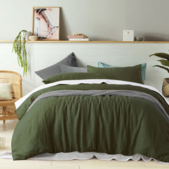 100% Linen Olive Quilt Cover Set Super King