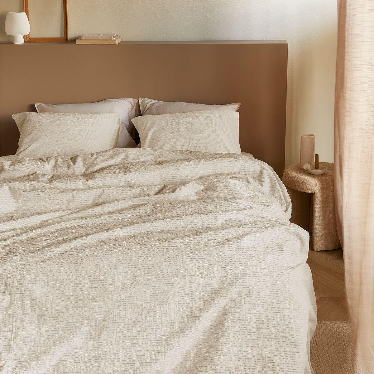 Bedding House Summer Sand Seersucker Cotton Quilt Cover Set Queen
