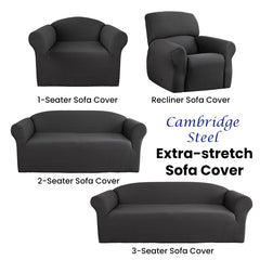 Elan Cambridge Extra-stretch Couch Cover Steel One Seater Recliner Steel