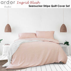 Ardor Ingrid Blush Seersucker Stripe Quilt Cover Set King