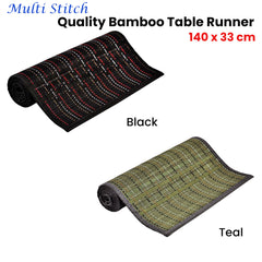 Multi Stitch Bamboo Table Runner 140 x 33cm Teal