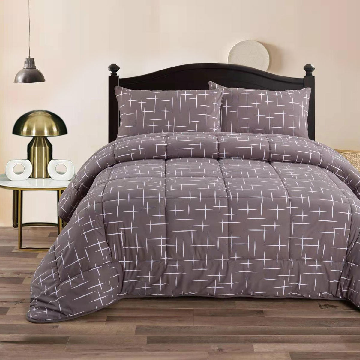 Ramesses Winter Night 3- Piece Mink Flannel Comforter Set Queen