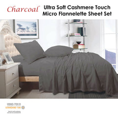 Shangri La Cashmere Touch Micro Flannelette Sheet Set Charcoal King
