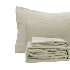 Ramesses Oatmeal Pebble Wash Linen Look Alternative Sheet Set Single