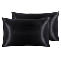Pair of Standard Satin Silk Pillowcases with Envelope Closure 51 x 76 cm White