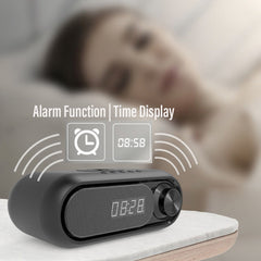 Bluetooth Speaker with 15W Wireless Charger Digital Alarm Clocks FM Radio Music Player (Grey)