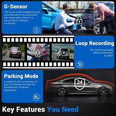 10” 4K Mirror Dash Cam, 2K Rear Camera, WiFi GPS ADAS BSD, Stream Media, 64GB Included