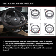Universal Luxury Car 37-38cm Steering Wheel Cover PU Leather Non-slip Breathable (Black-blue)
