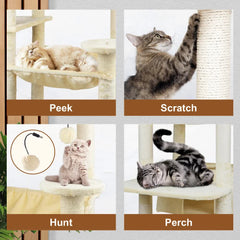 VaKa 184cm Road Cat Tree Tower Scratching Post Scratcher Condo with Big Hammock