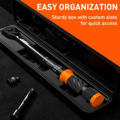 3Pc 1/2" Drive Click Torque Wrench Ratchet Socket  Adaptor Extension WorkShop