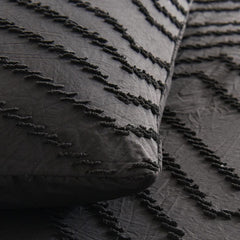 Tufted Boho Wave Jacquard Queen Size Black Duvet Quilt Cover Set