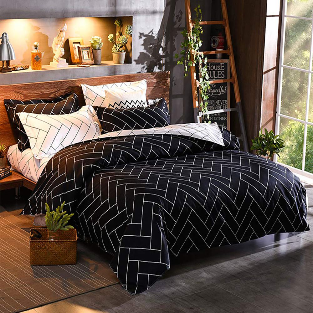 Black&White King Size Duvet Quilt Cover Set