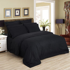 1000TC Ultra Soft Striped Super King Size Black Duvet Quilt Cover Set
