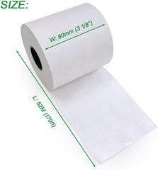 6 Rolls Linerless Printing Label Paper 80 mm × 52 m for Takeaway Shop Restaurant