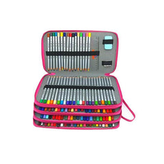 168 Slots Large Capacity Pencil Case Foldable Pen Bag Make Up Storage Organizer - Purple