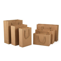 50X Kraft Paper Bags Gift Shopping Carry Craft Brown Bag With Handles - 50PCS  17*24*10CM