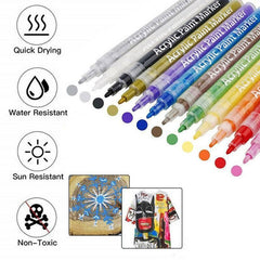 Flysea 12-80 Colours Acrylic Paint Pens Painting Stone Ceramic Glass Marker2-3Mm - 80-Colour Set