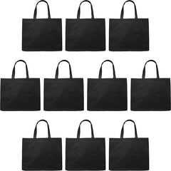 100PCS Reusable Non Woven Shopping Bags Eco Friendly Washable Tote Bags Black - 41X35X12CM