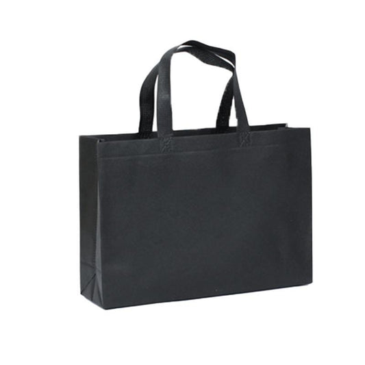 100PCS Reusable Non Woven Shopping Bags Eco Friendly Washable Tote Bags Black - 41X35X12CM