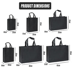 100PCS Reusable Non Woven Shopping Bags Eco Friendly Washable Tote Bags Black - 41X35X12CM