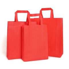 100PCS Reusable Non Woven Shopping Bags Eco Friendly Washable Tote Bags Red - 41X35X12CM