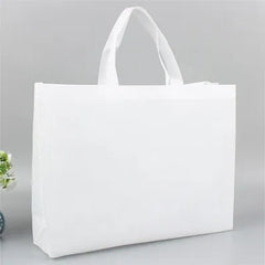 100PCS Reusable Non Woven Shopping Bags Eco Friendly Washable Tote Bags White - 35X25X10CM