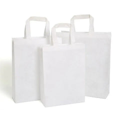 100PCS Reusable Non Woven Shopping Bags Eco Friendly Washable Tote Bags White - 35X25X10CM