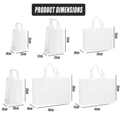100PCS Reusable Non Woven Shopping Bags Eco Friendly Washable Tote Bags White - 35X25X10CM