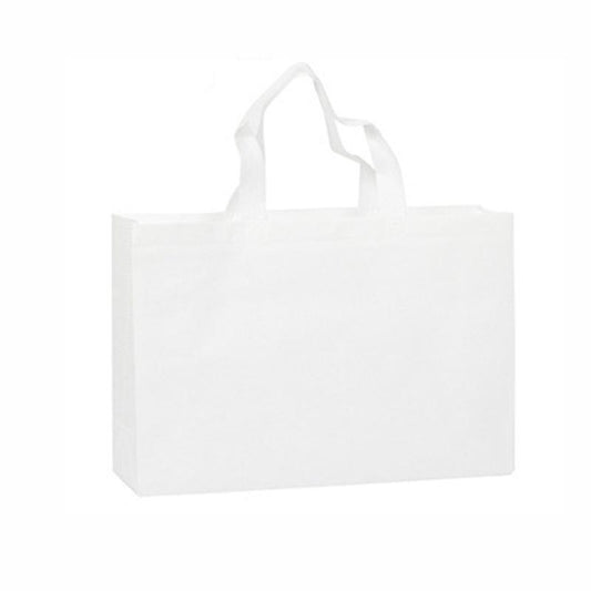 100PCS Reusable Non Woven Shopping Bags Eco Friendly Washable Tote Bags White - 41X35X12CM