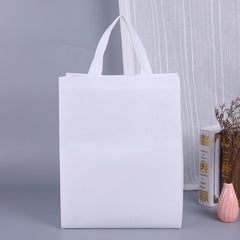 100PCS Reusable Non Woven Shopping Bags Eco Friendly Washable Tote Bags White - 41X35X12CM