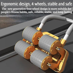 Four Wheel Abdominal Roller Automatic Rebound Ab Machine Home Fitness Equipment - Black