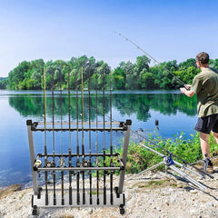 12/24 Hole Multi Functional Fishing Rod Holder Storage Rack Display Organizer - 12Holes