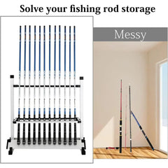 12/24 Hole Multi Functional Fishing Rod Holder Storage Rack Display Organizer - 12Holes