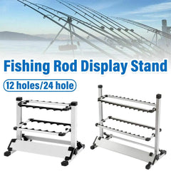 12/24 Hole Multi Functional Fishing Rod Holder Storage Rack Display Organizer - 12Holes
