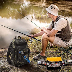Fishing Tackle Backpack Storage Bag Shoulder Fishing Gear Bags Outdoor Backpack - Black