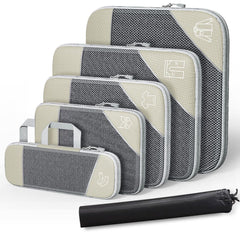 6PCS Compression Packing Cubes Expandable Luggage Storage Bag Travel Packing Bag - White