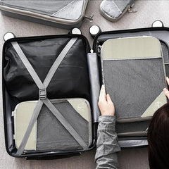 6PCS Compression Packing Cubes Expandable Luggage Storage Bag Travel Packing Bag - White