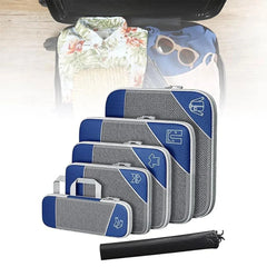 6PCS Compression Packing Cubes Expandable Luggage Storage Bag Travel Packing Bag - White